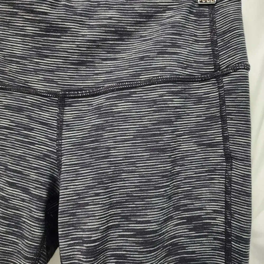 ATHLETA Energy Chaturanga Crop Legging Space Dye Black Gray Stripe Small